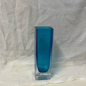 Aqua blue glass vase